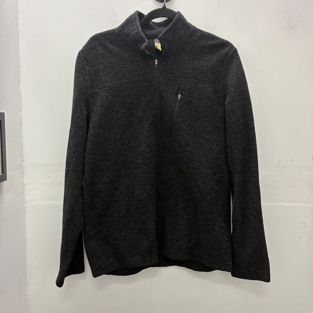 Ibex Quarter Zip Pullover Mens Size L Charcoal Gray Merino Wool Blend Granola